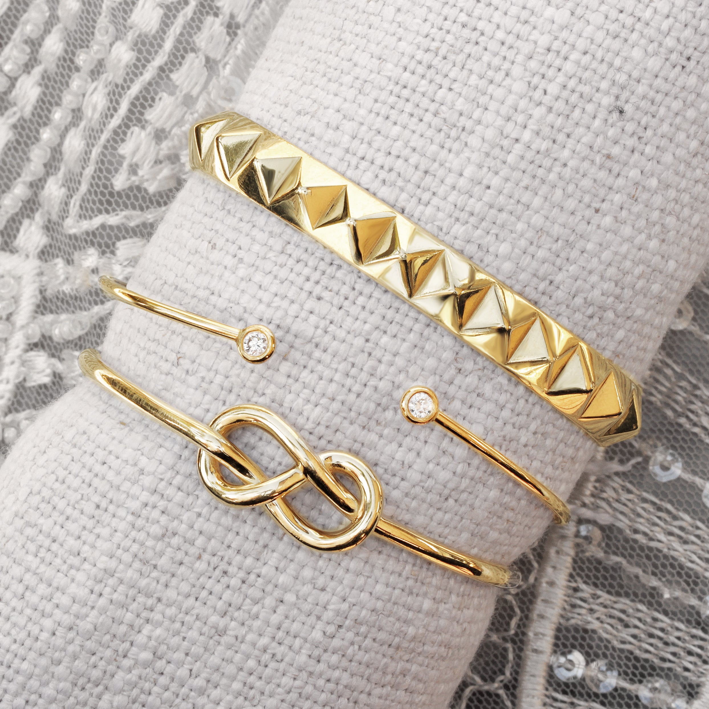 Pyramid Gold Cuff Bangle - sillyshinydiamonds