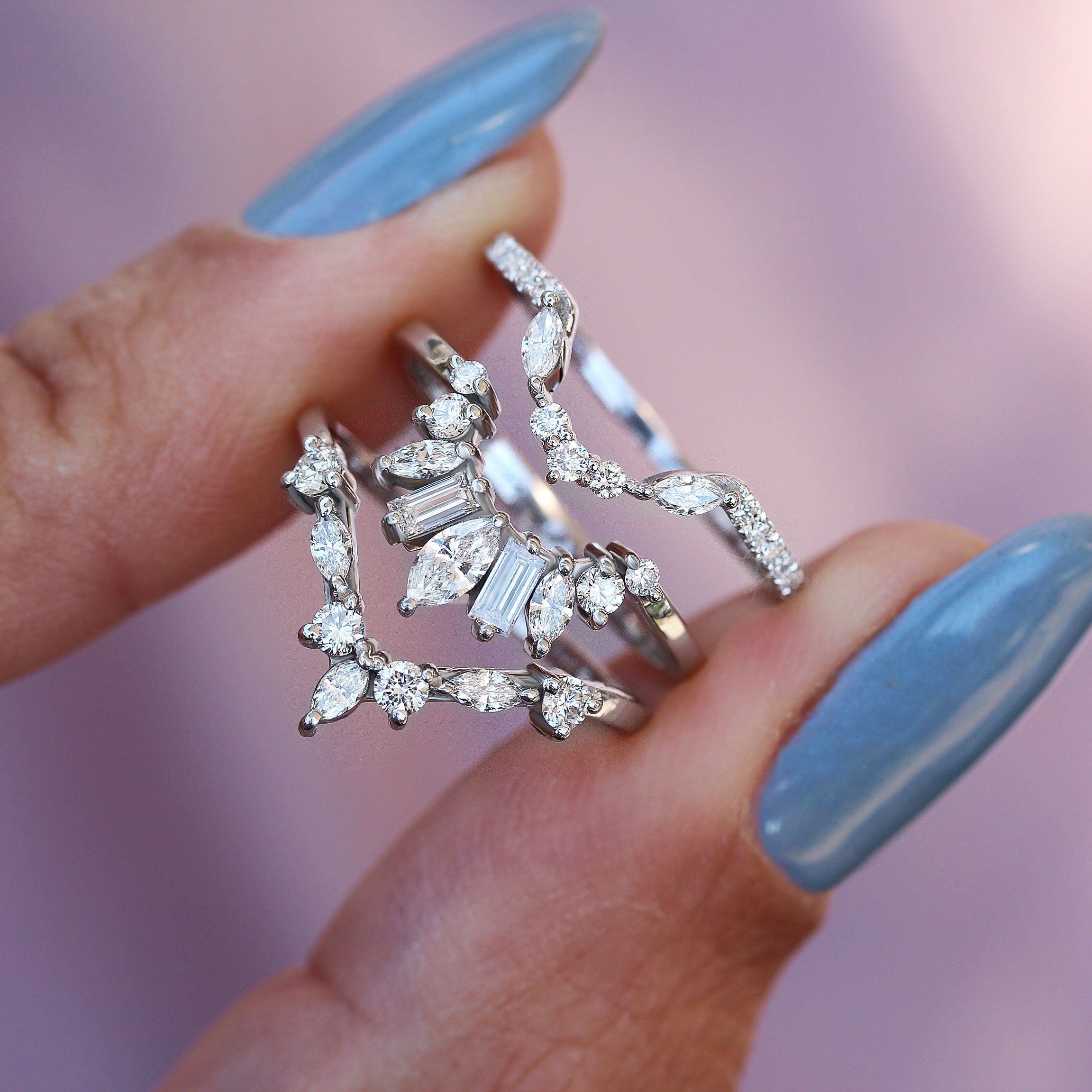 שברון יהלום V טבעת הרמס ♥