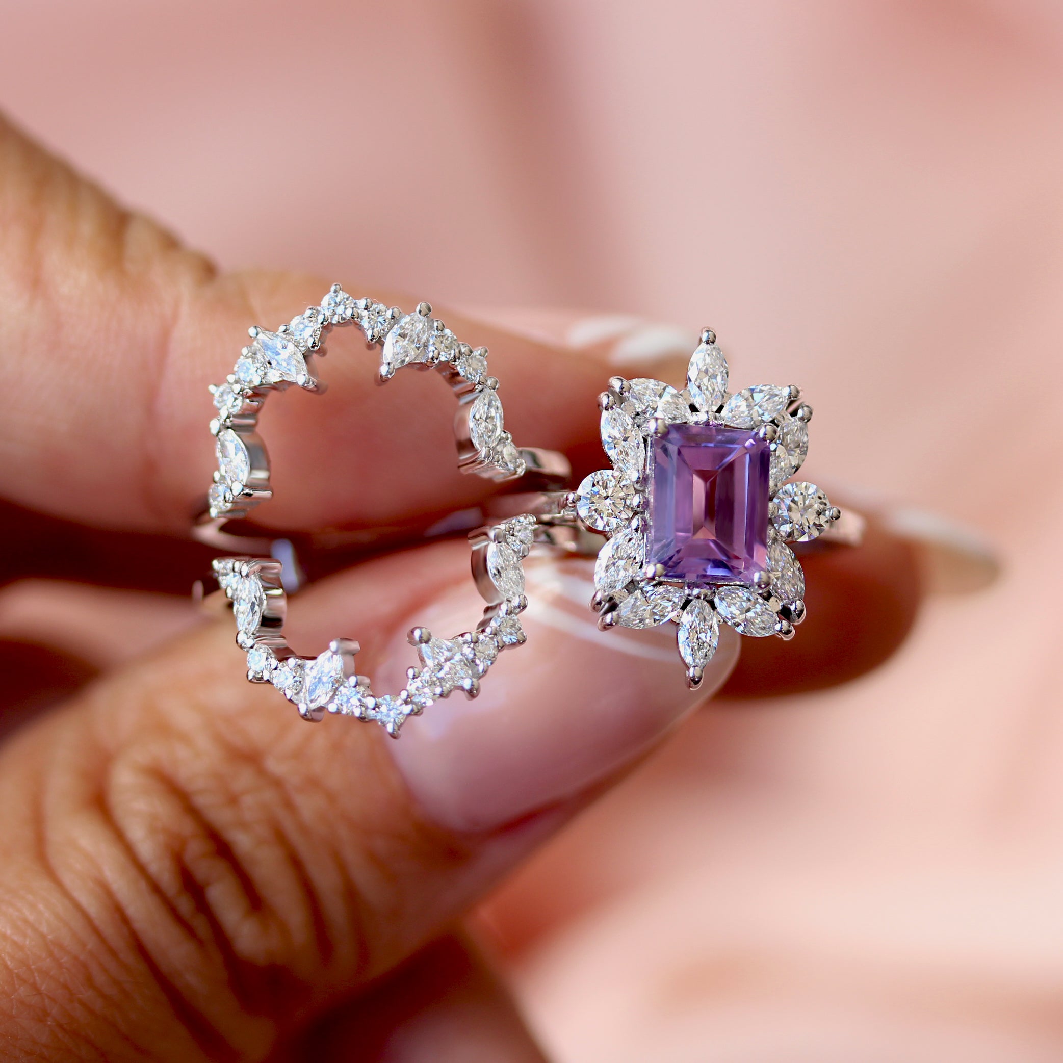 Amethyst and Diamond Engagement Ring, Charlotte