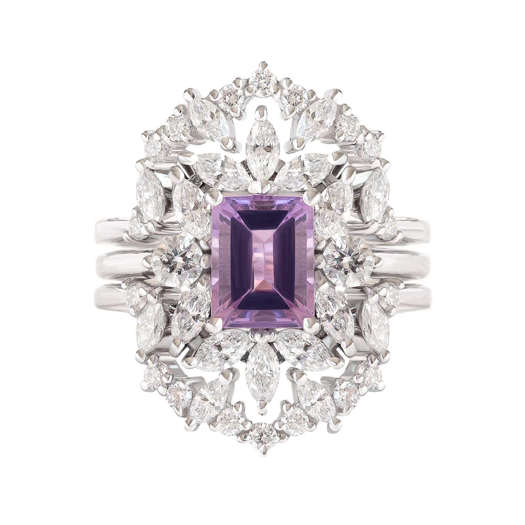 Amethyst & Diamonds Engagement Ring and Ring Guard Charlotte
