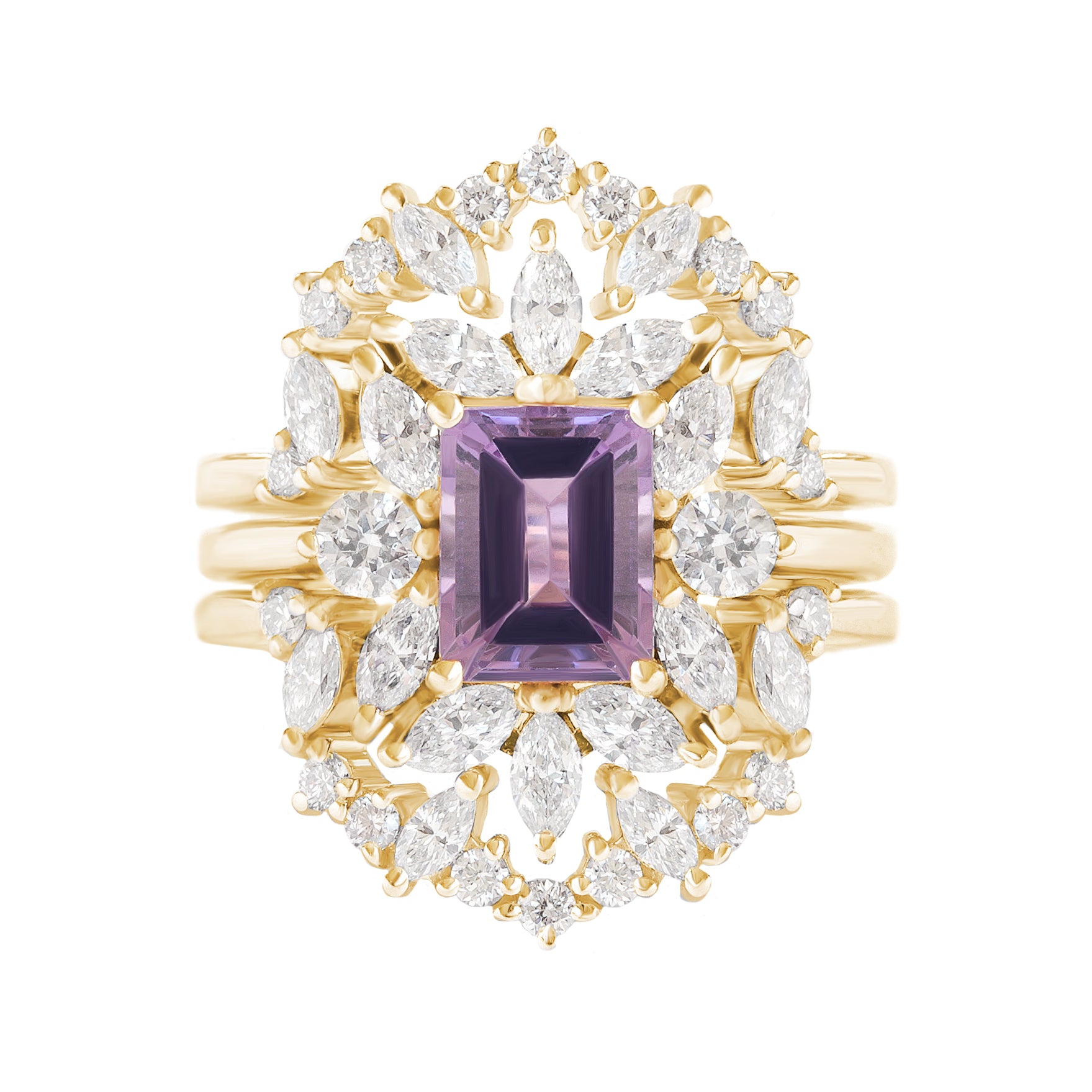 Amethyst & Diamonds Engagement Ring and Ring Guard Charlotte