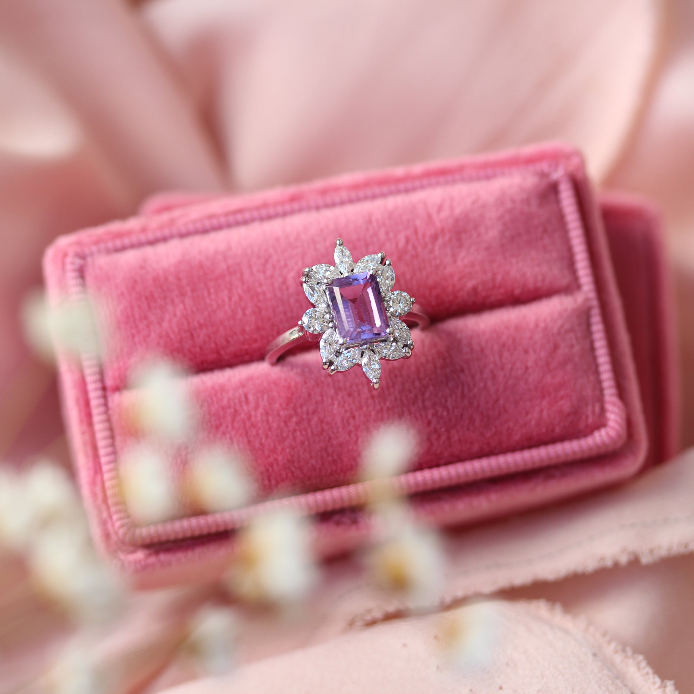 emerald cut amethyst anniversary ring