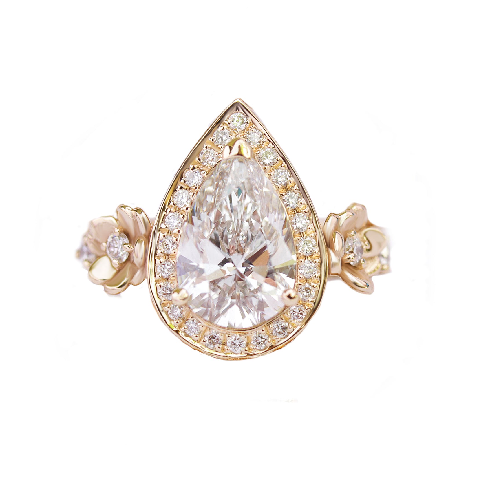 Pear Diamond 1.50ct Floral Engagement Ring - "Antheia" ♥