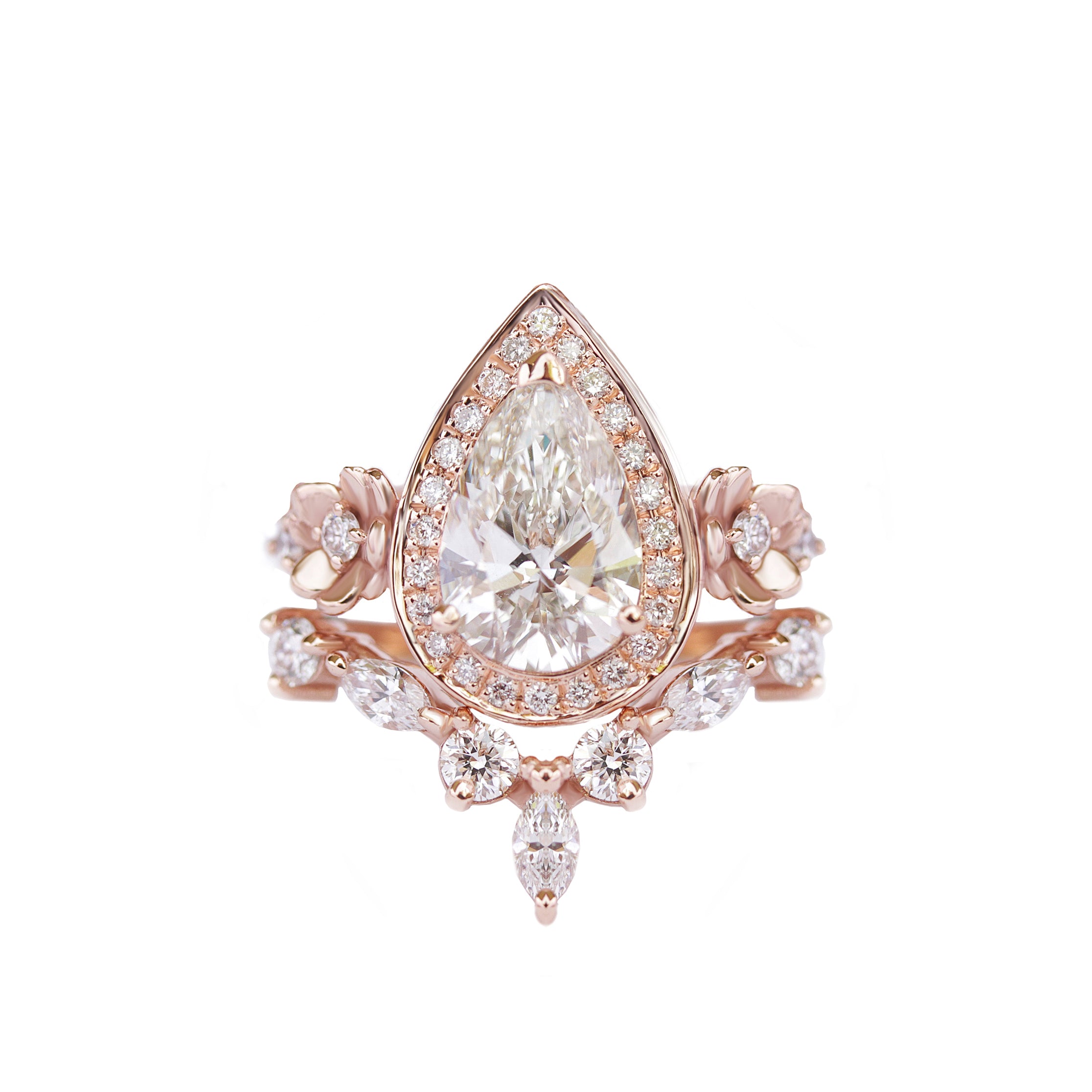 Pear Diamond 1.50ct Floral Engagement Ring - "Antheia" ♥