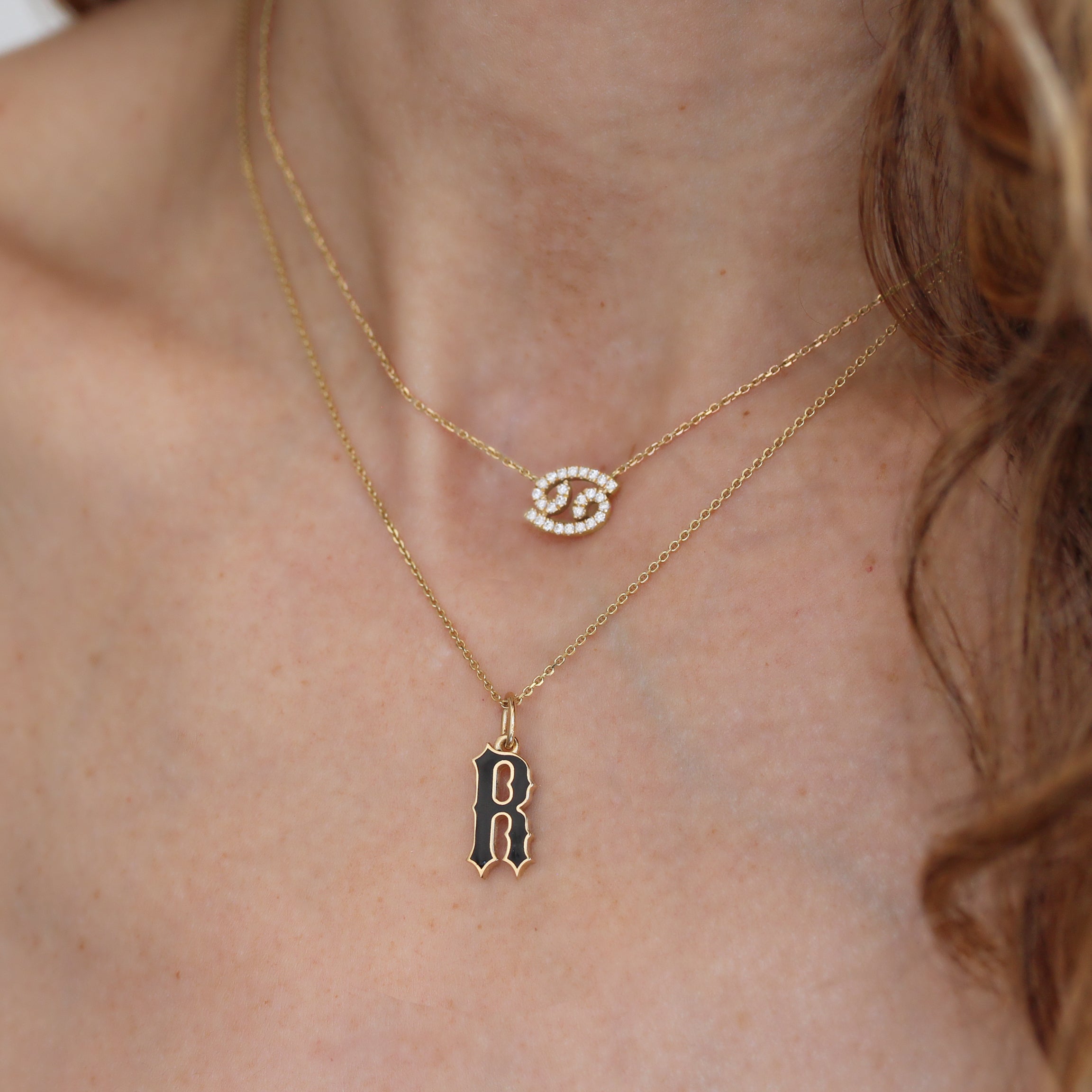 Gumbo Enamel Gothic Font Initial Letter 14k Gold