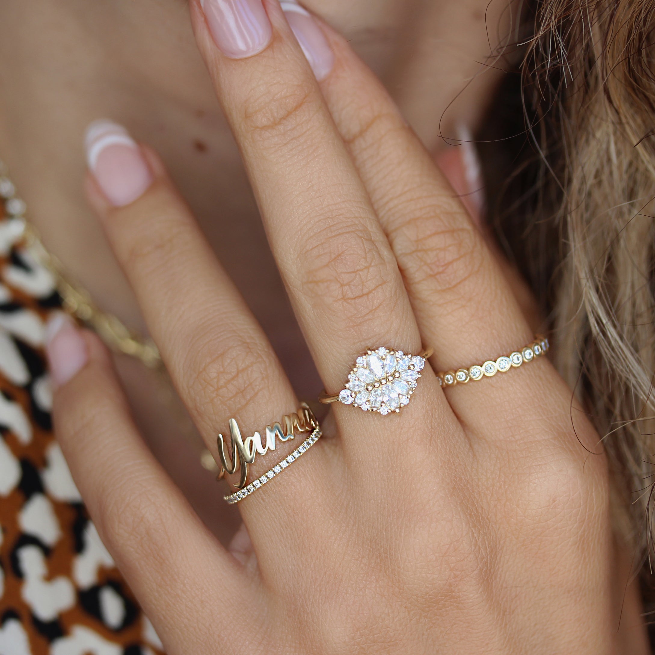 Graffiti Personalized Gold Name Ring