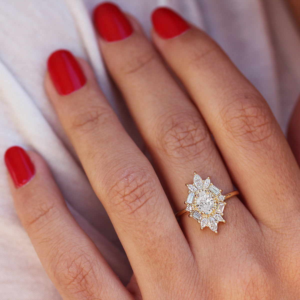 Oval Diamond Unique Art Deco Engagement Ring - Great Gatsby ♥