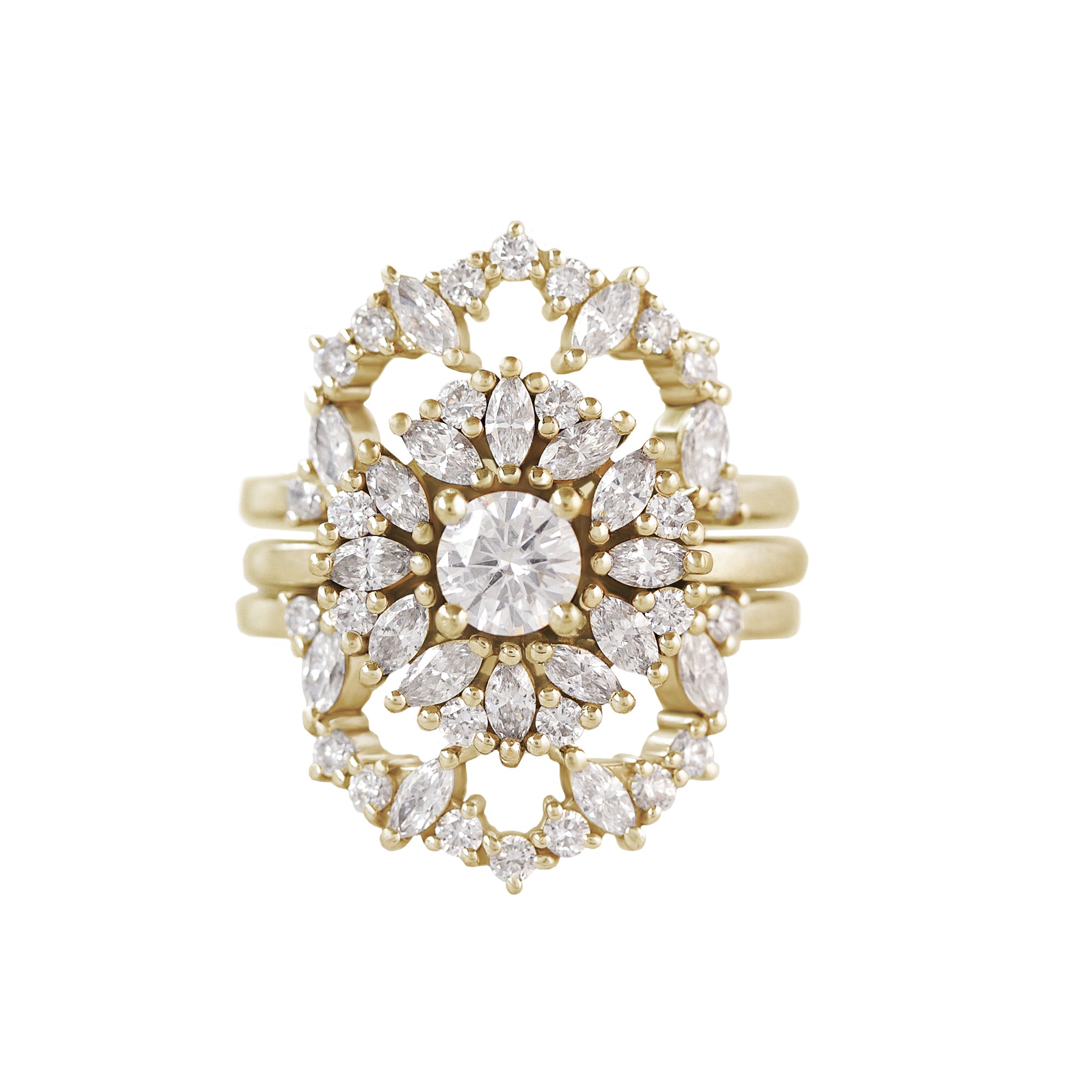 טבעת אירוסין יהלום אר דקו עגולה עדינה - "הרפר" ♥