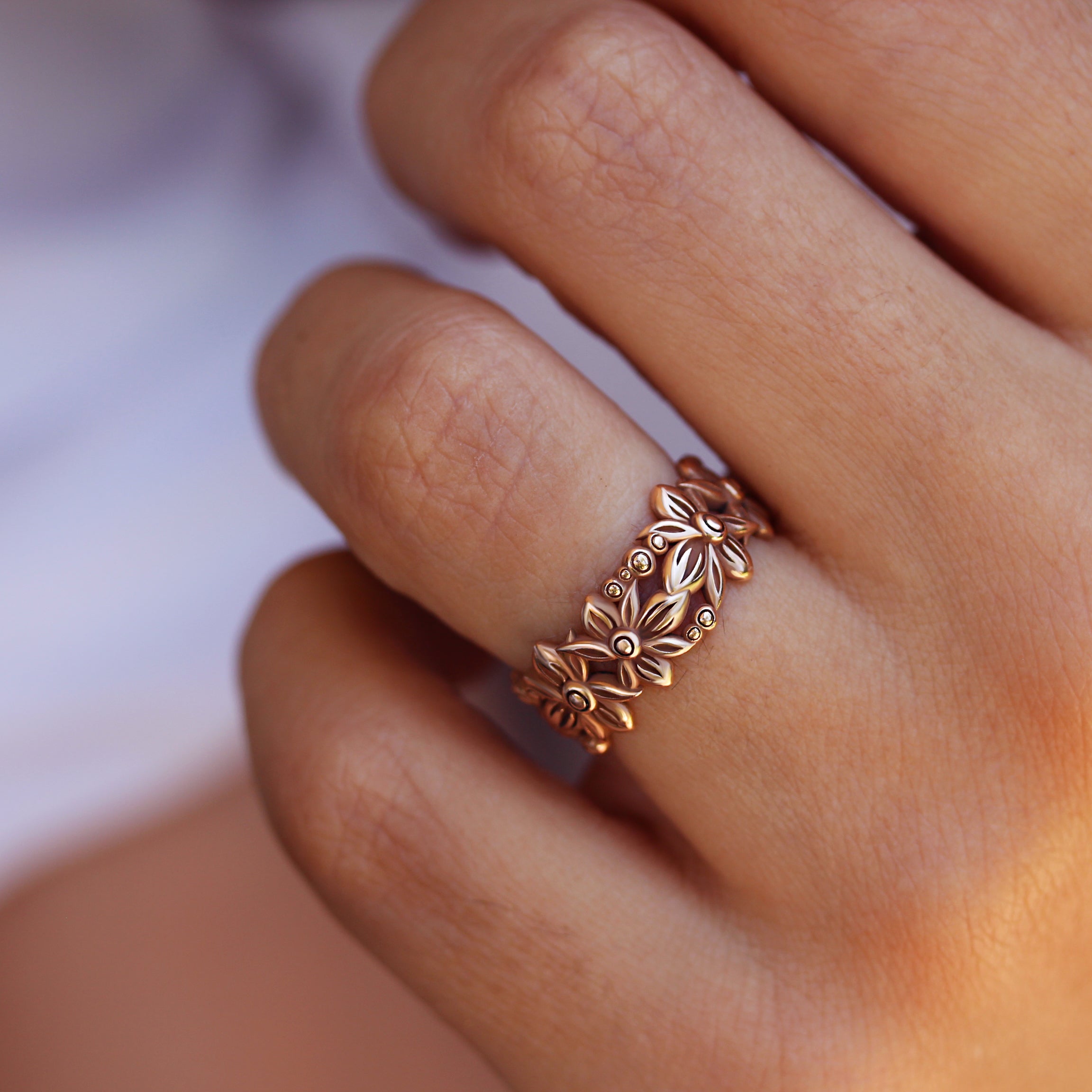 Hawaiian Flowers Jungle Wedding Band,Men Wedding band,Unisex Wedding band - sillyshinydiamonds