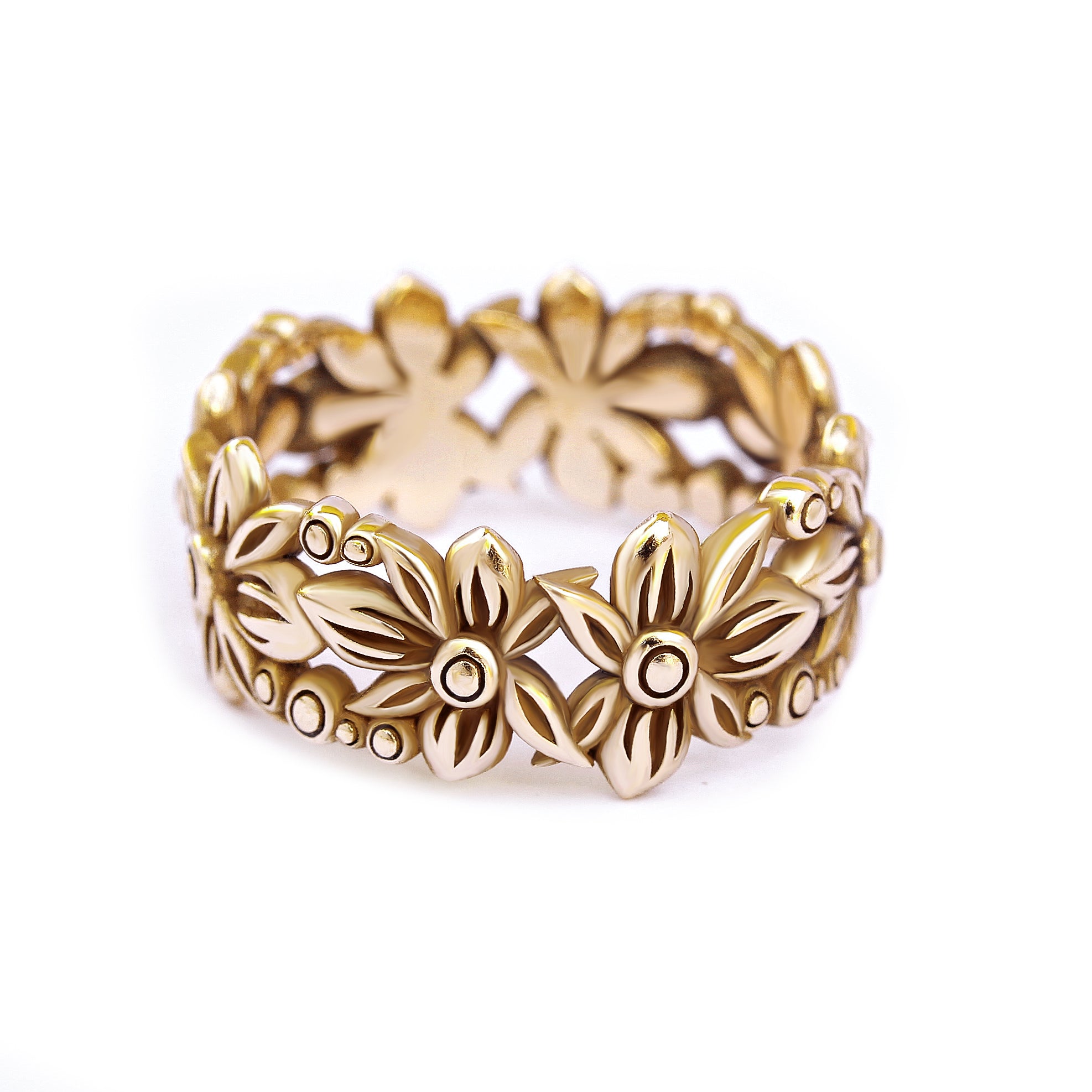 Hawaiian Flowers Jungle Wedding Band,Men Wedding band,Unisex Wedding band - sillyshinydiamonds