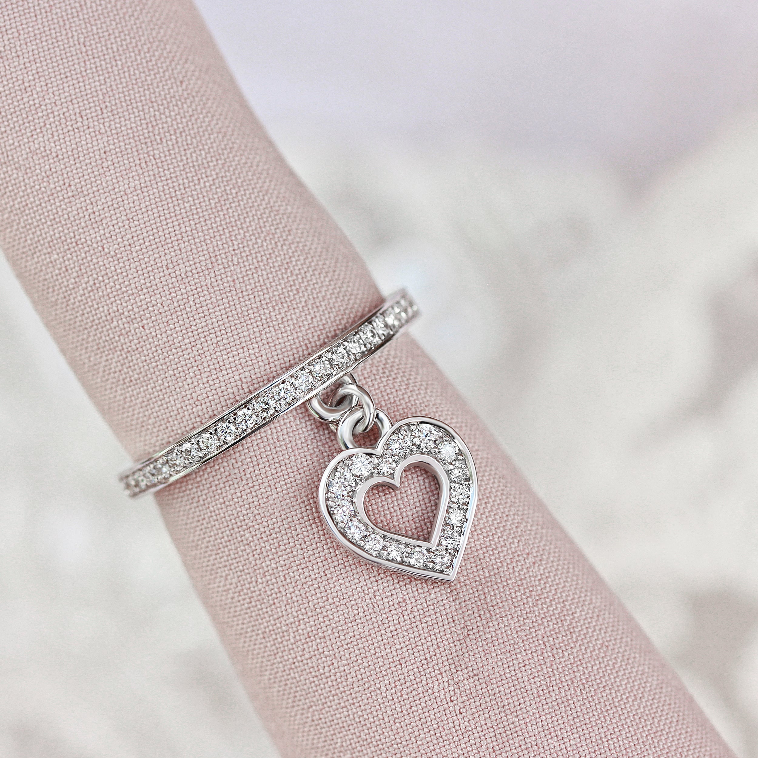 Heart Charm Diamond Ring - LEV