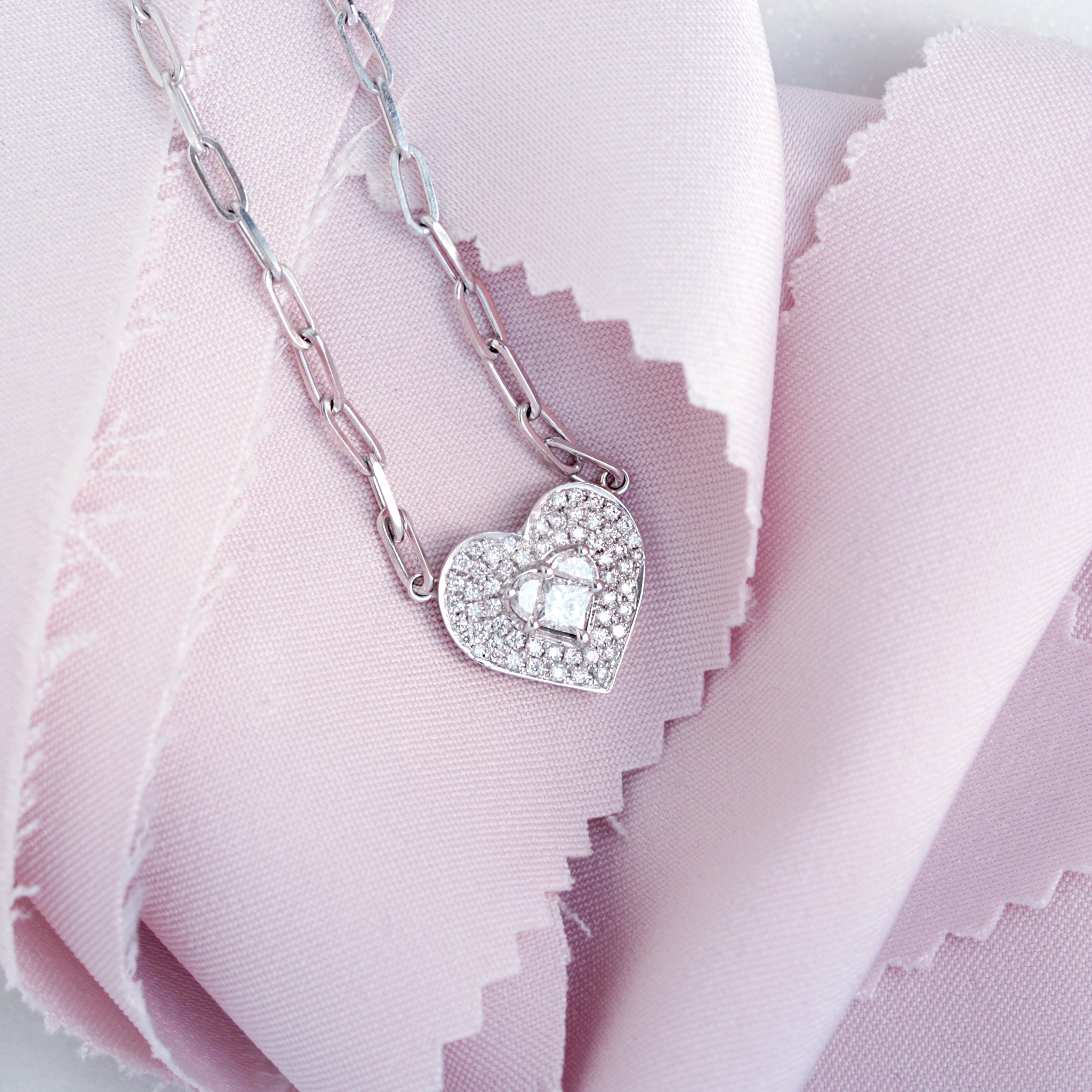 Lady Heart Diamond Double Halo Necklace ♥