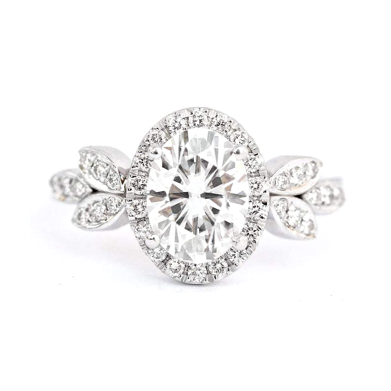 Oval diamond halo nature inspired engagement ring set - Minimal Lily Paired with Ariana Ring Set - sillyshinydiamonds