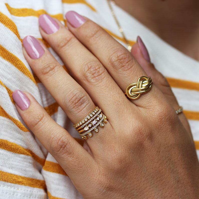 Double Infinity Knot Unique Wedding Gold Ring - sillyshinydiamonds