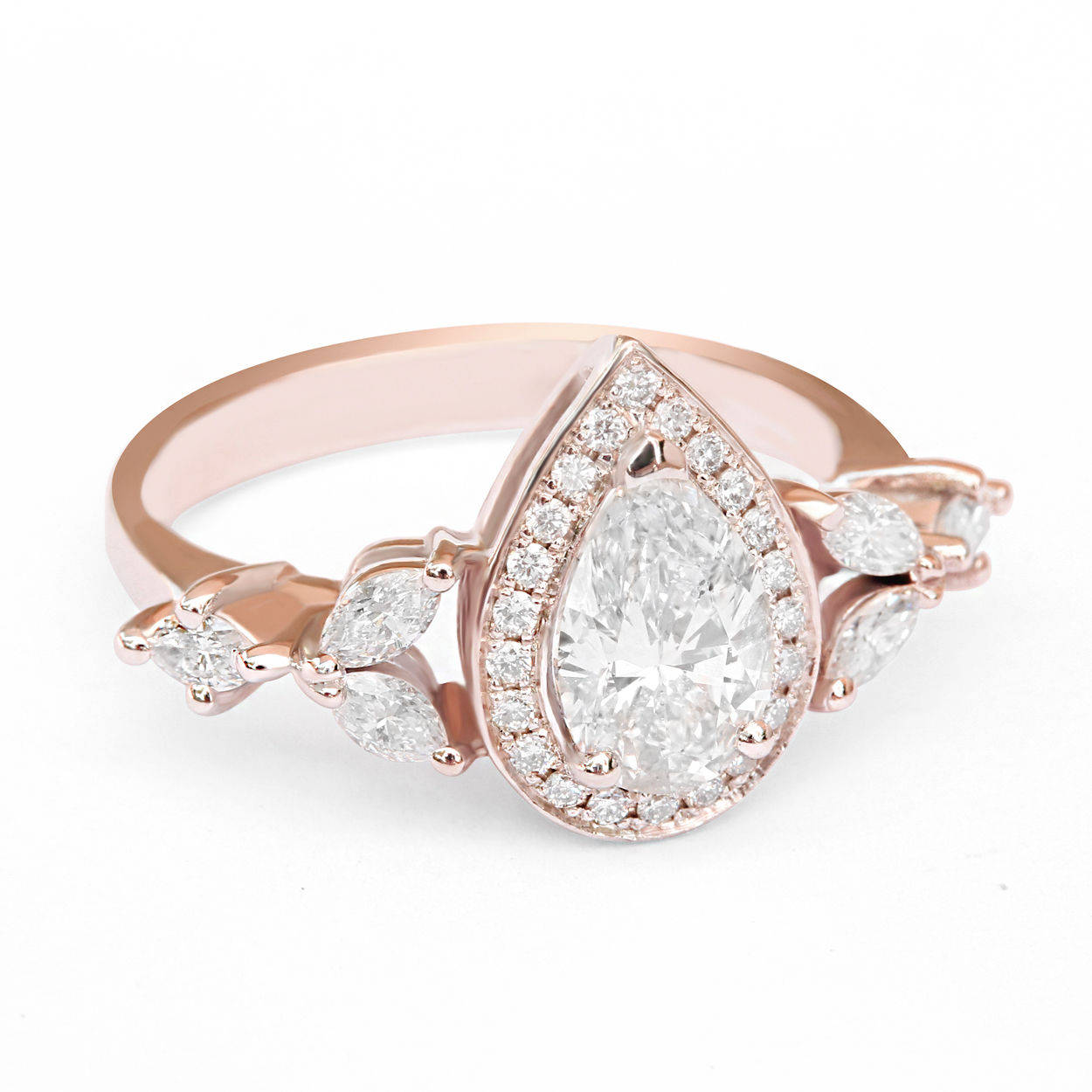 Muse - 1.48 Carat Pear Diamond Unique Engagement Ring - sillyshinydiamonds