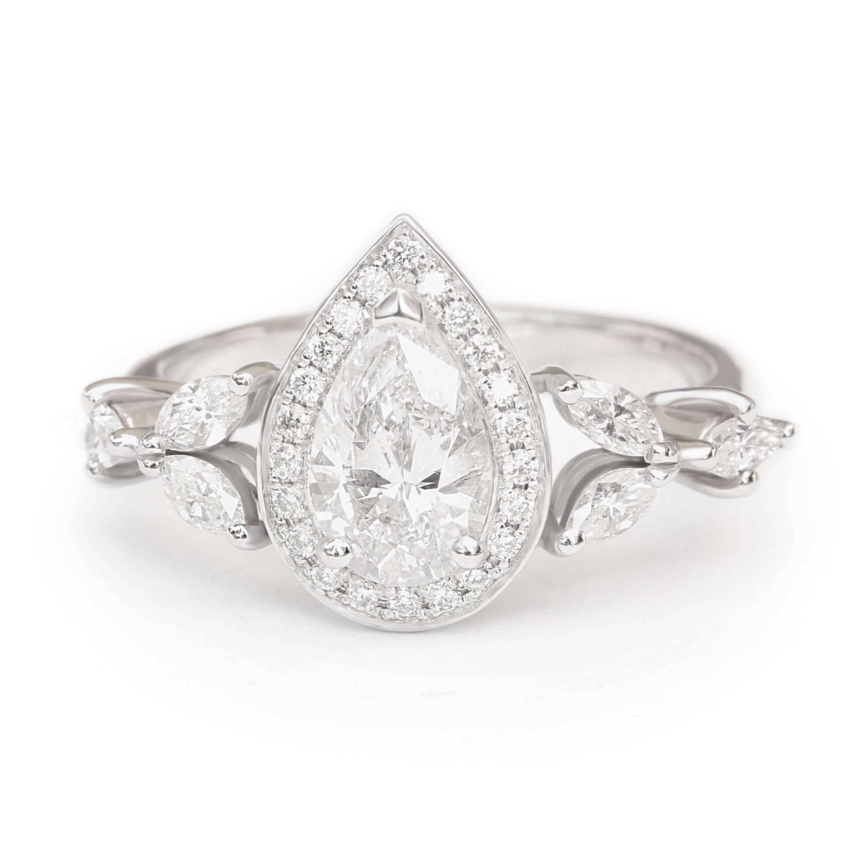 Muse - 1.48 Carat Pear Diamond Unique Engagement Ring - sillyshinydiamonds