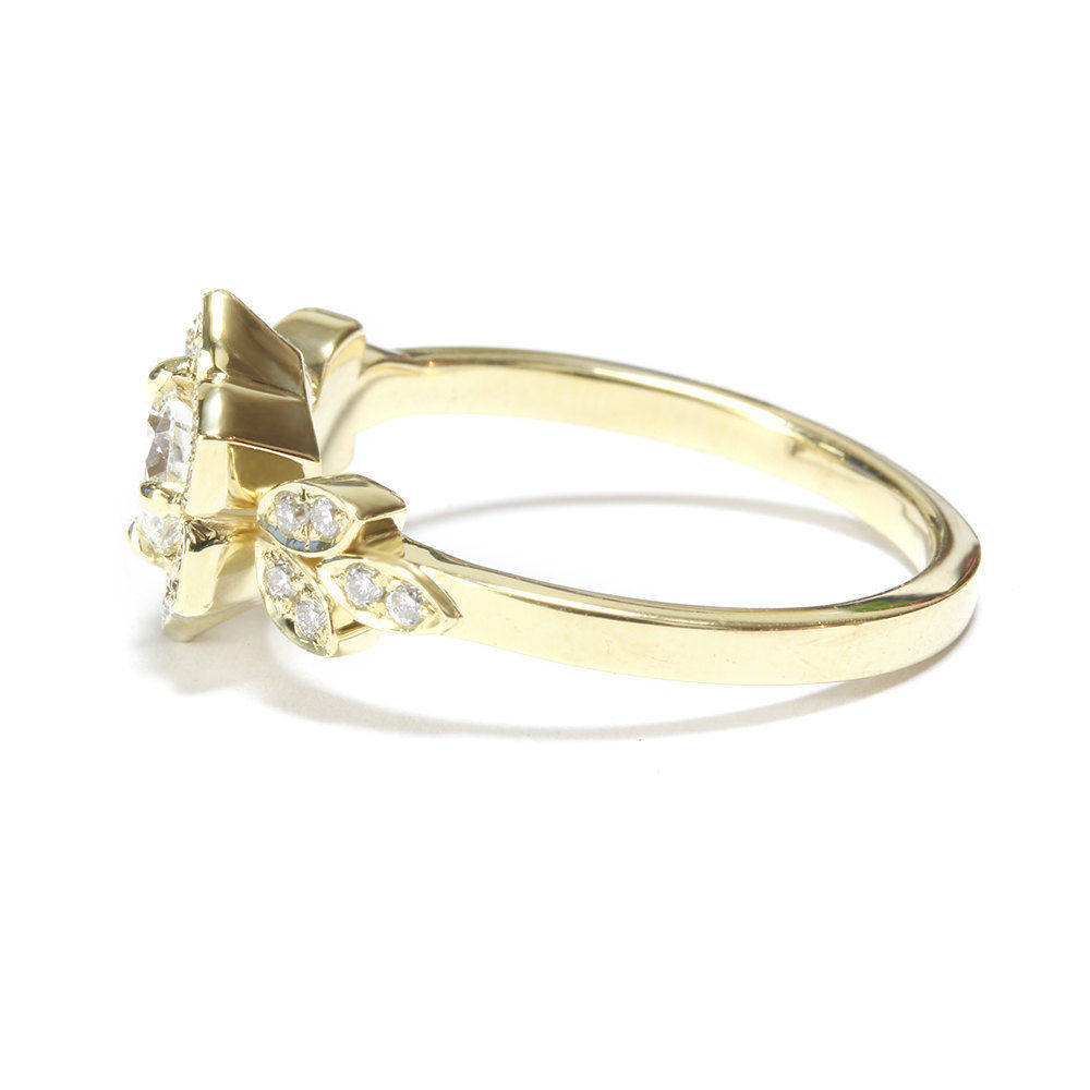 Lily Flower 1.05 carat Diamond Unique Engagement Rings Set - sillyshinydiamonds