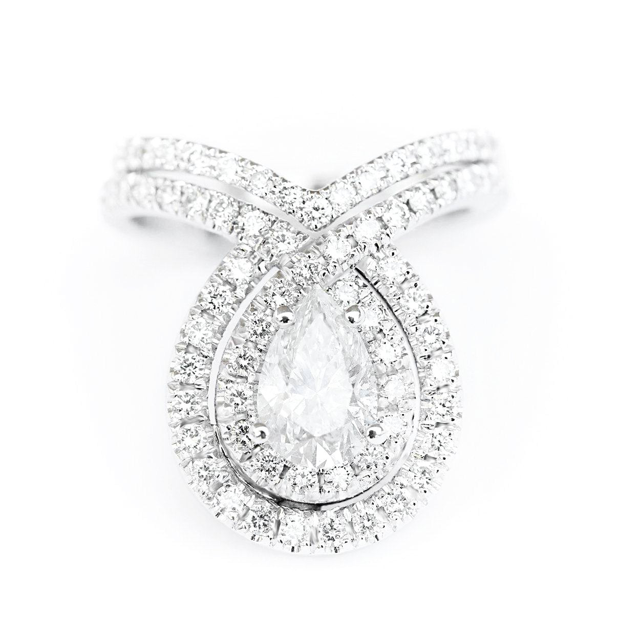 Double Bliss Pear Diamond Eagagement Rings set - sillyshinydiamonds