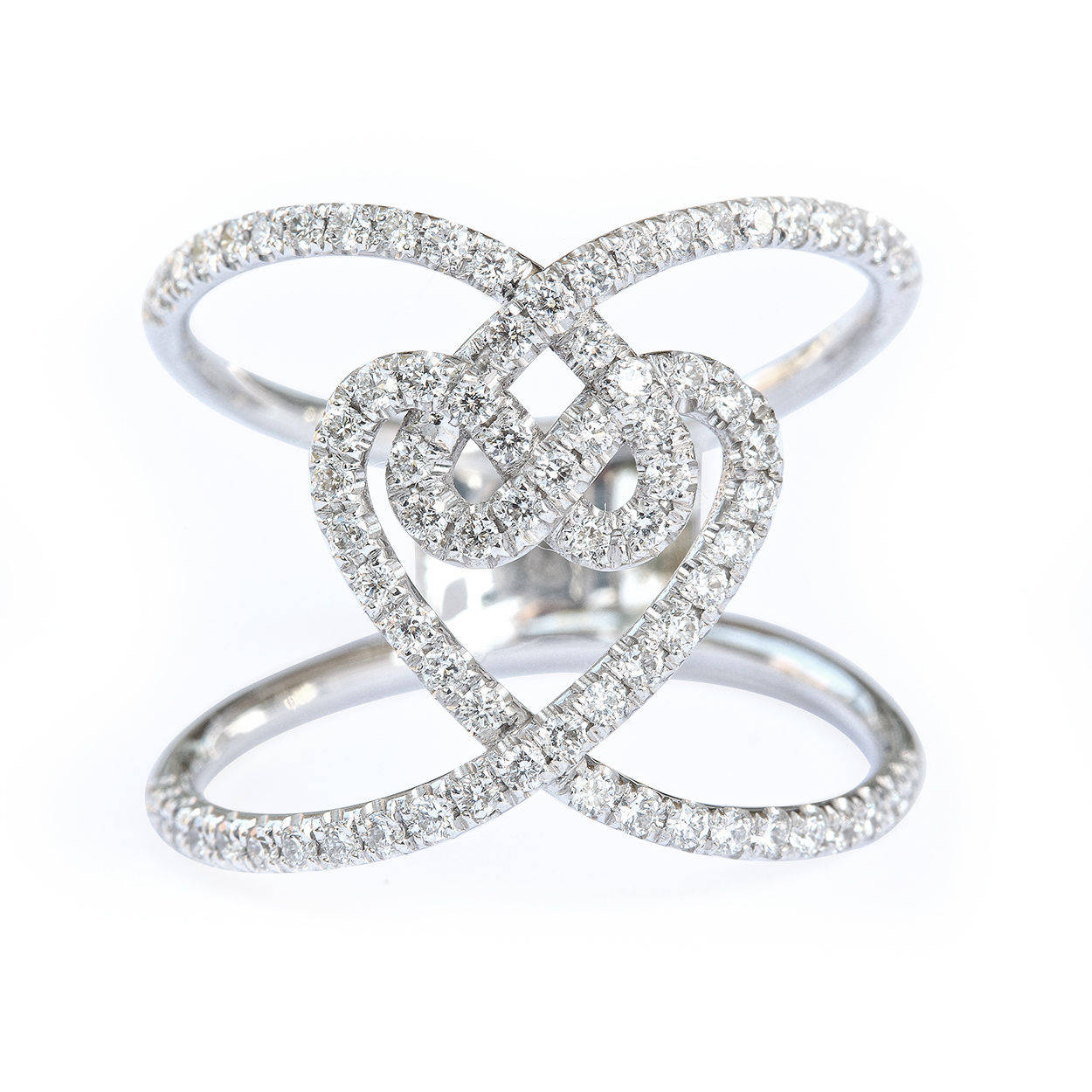 Hearts Lock Unique Statement, Wide Lace Diamond Ring - sillyshinydiamonds