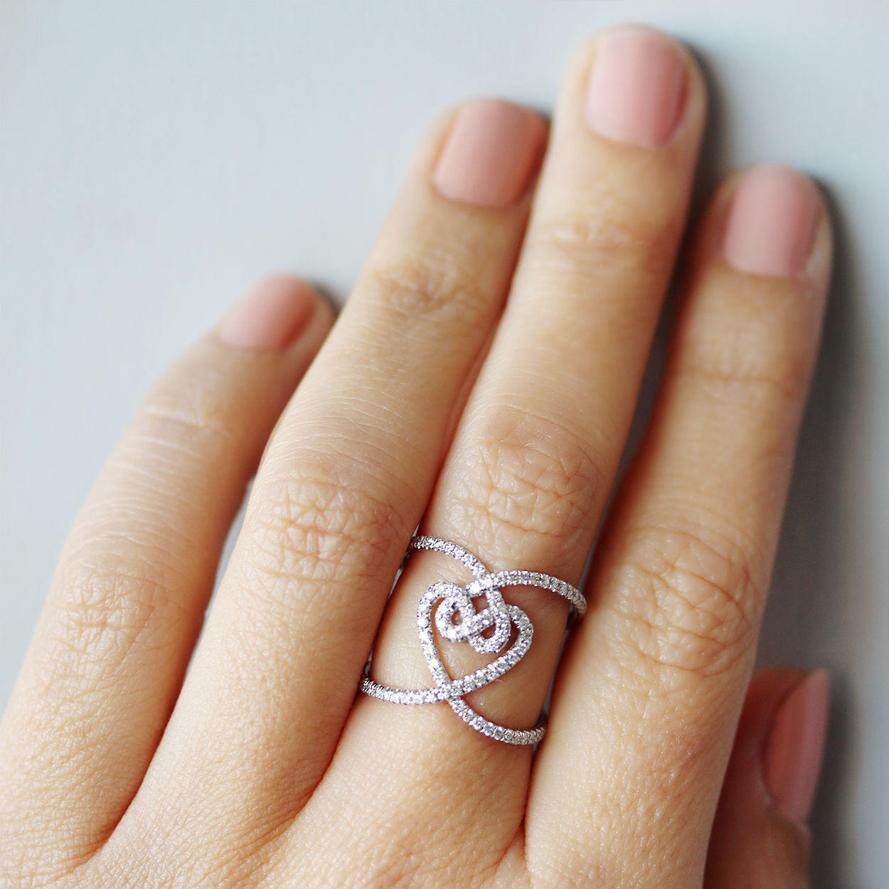 Hearts Lock Unique Statement, Wide Lace Diamond Ring - sillyshinydiamonds