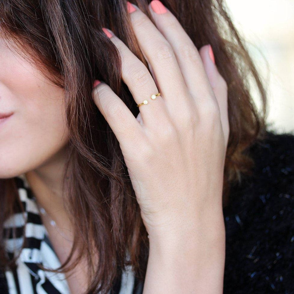 Two Diamond Cuff Ring - sillyshinydiamonds