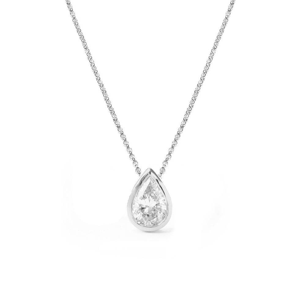 Pear Diamond Bezel Setting Pendant Necklace - sillyshinydiamonds