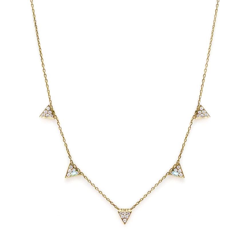 5 Diamonds Triangles Necklace - sillyshinydiamonds