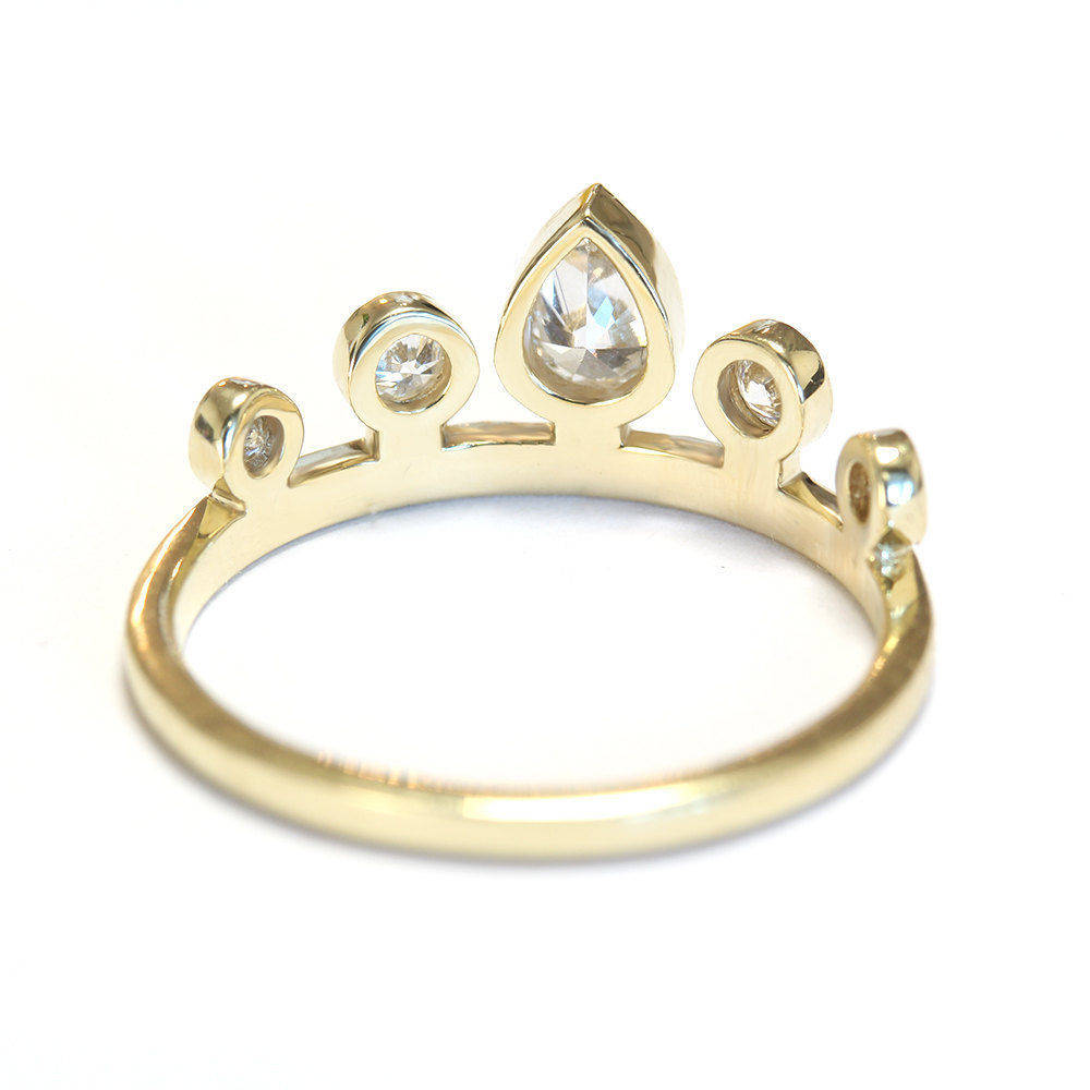 Meraki Pear Diamond Unique Tiara Engagement Ring - sillyshinydiamonds