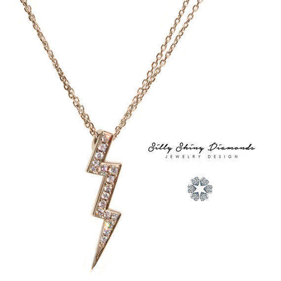 Thunder Lightning Diamond Pendant Necklace - sillyshinydiamonds