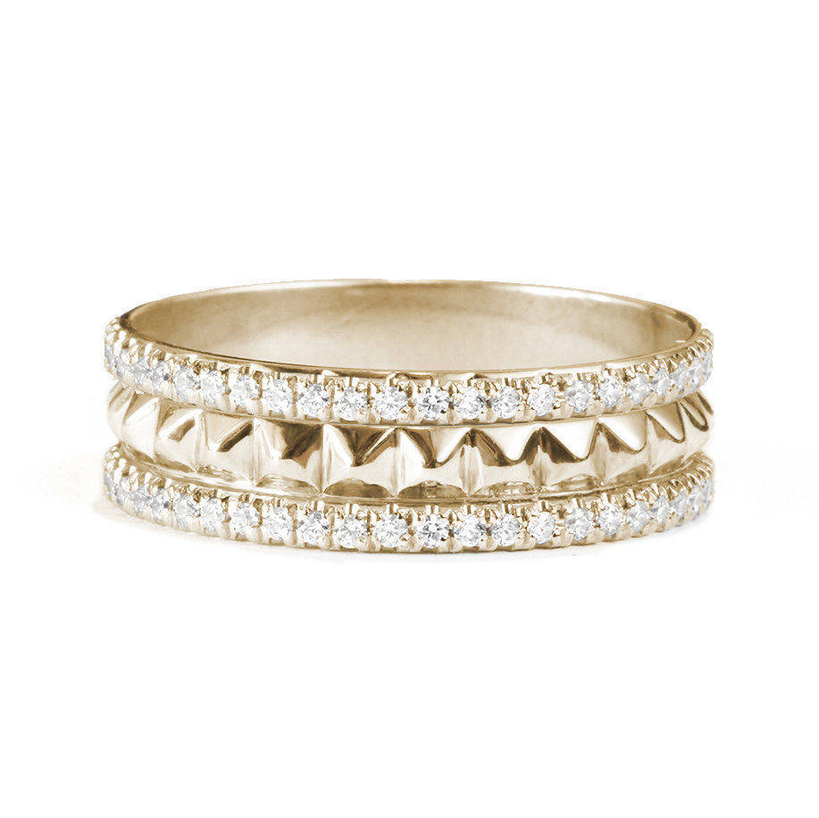 Double Eternity Gold Pyramids & Diamonds Band - sillyshinydiamonds