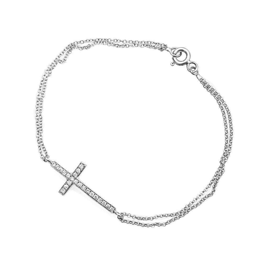 Dainty Cross Diamond Bracelet - sillyshinydiamonds