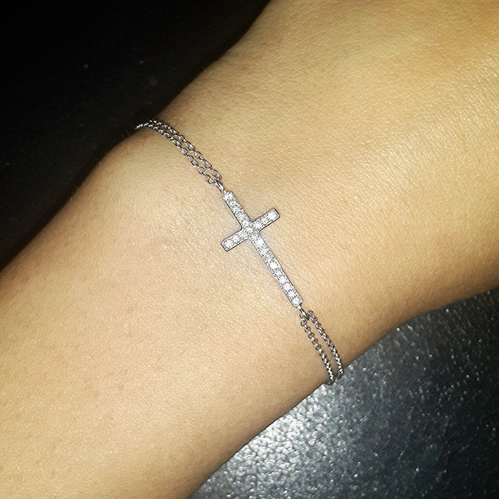 Dainty Cross Diamond Bracelet - sillyshinydiamonds