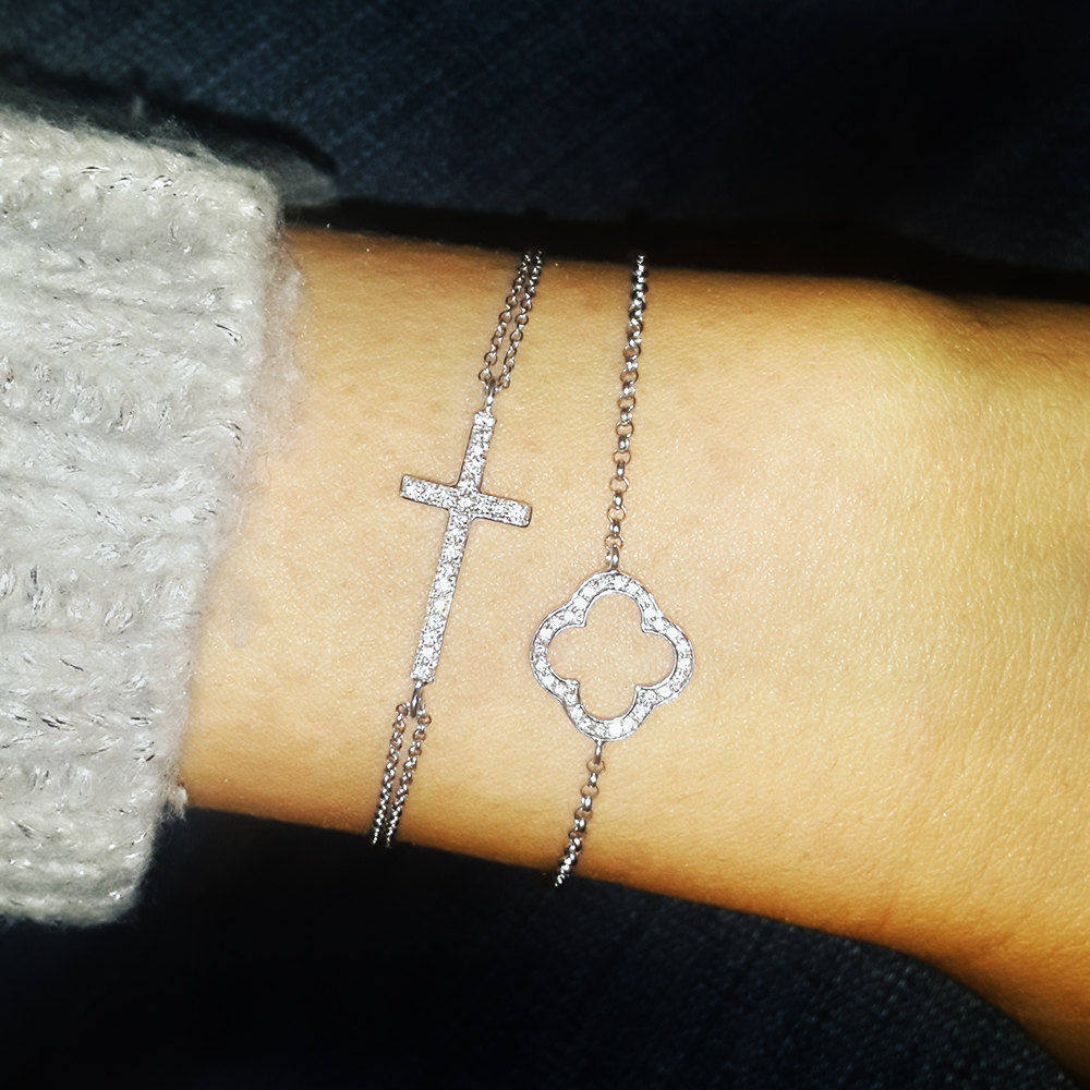 Dainty Cross Diamond Bracelet - sillyshinydiamonds