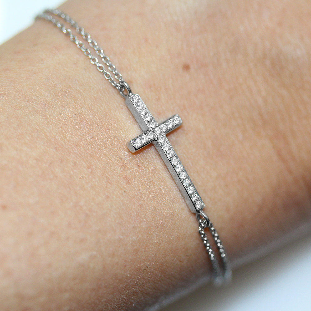 Dainty Cross Diamond Bracelet - sillyshinydiamonds