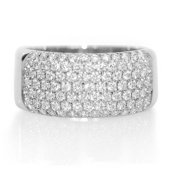 Wide Pave Diamond Band, 7 Rows Anniversary Diamond Ring, 14k Solid Gold - sillyshinydiamonds