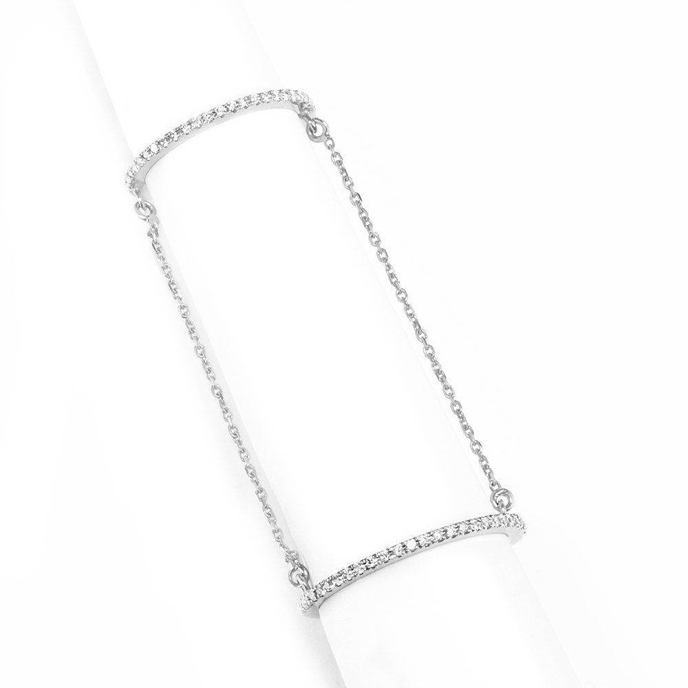 Zen Garden Double Ring Chain Diamond Ring - sillyshinydiamonds
