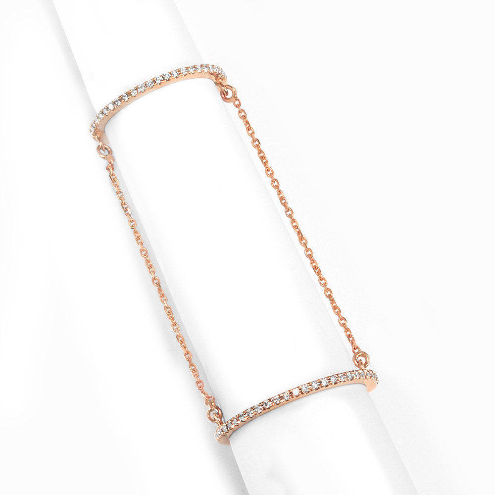 Zen Garden Double Ring Chain Diamond Ring - sillyshinydiamonds
