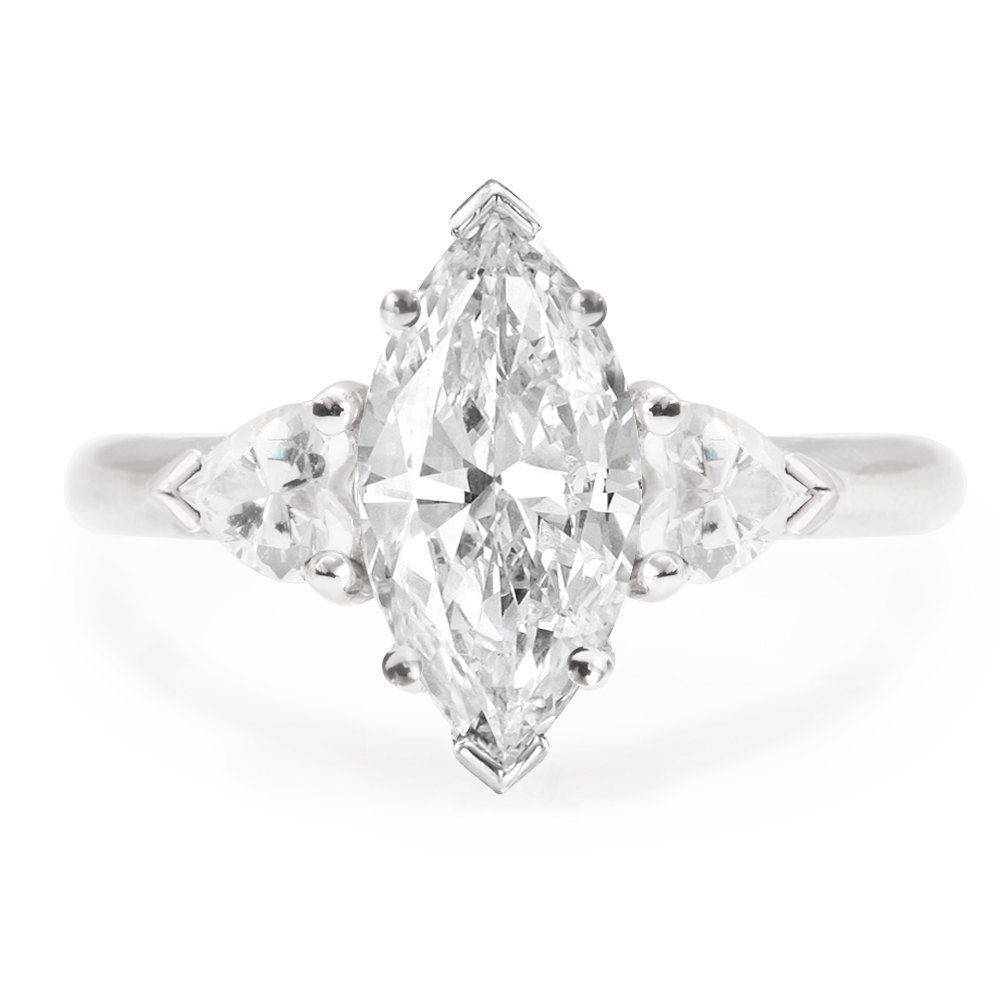 Three stone Marquise & Hearts 1.4 Carat Diamond Engagement Ring - sillyshinydiamonds