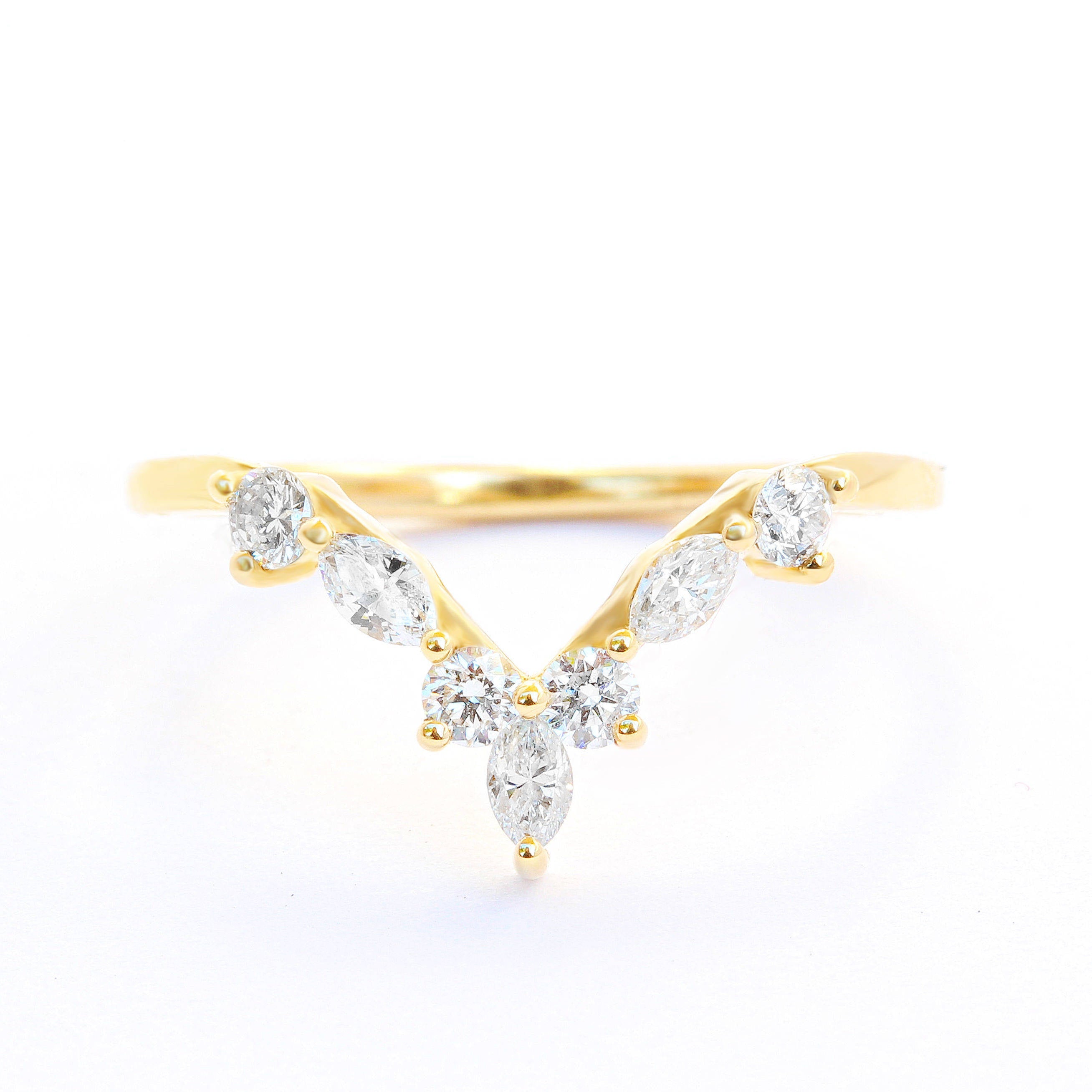 0.75 carat Diamond Unique Engagement Ring Set, Valentia & Hermes - Chevron V -Rings Set - sillyshinydiamonds