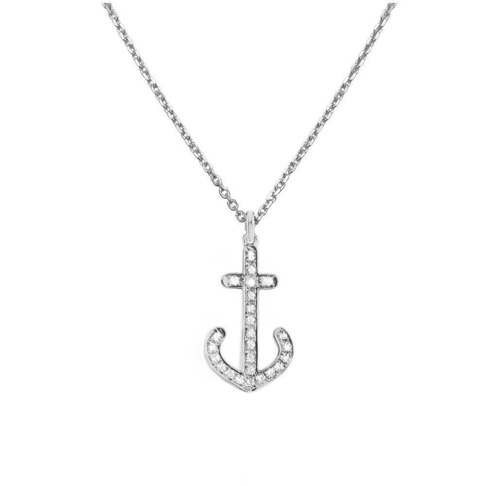 Dainty diamond anchor pendant necklace - sillyshinydiamonds