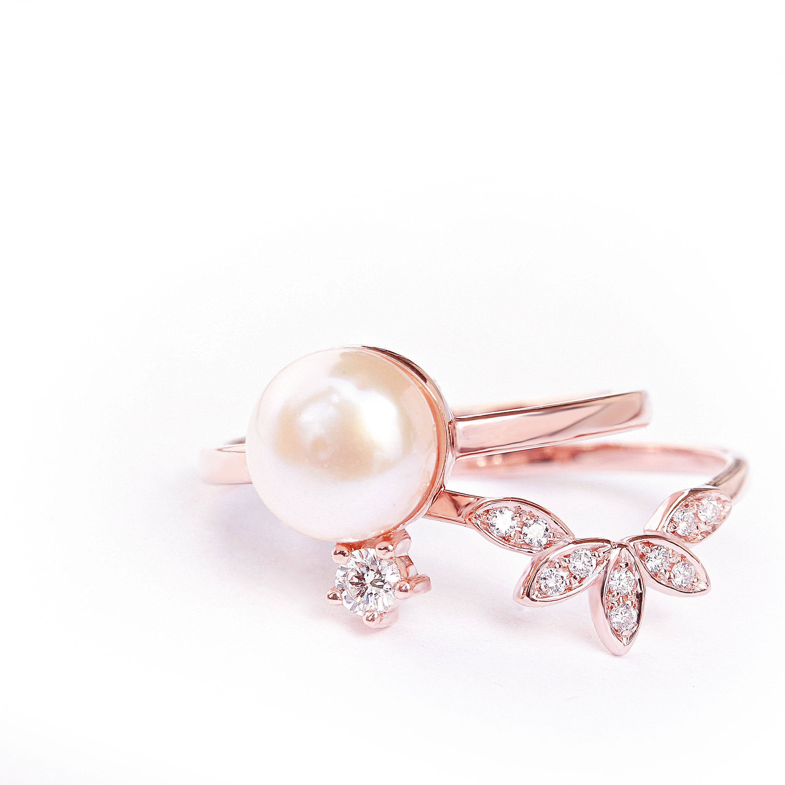 Pearl & Diamond Minimal Promise Rings - sillyshinydiamonds