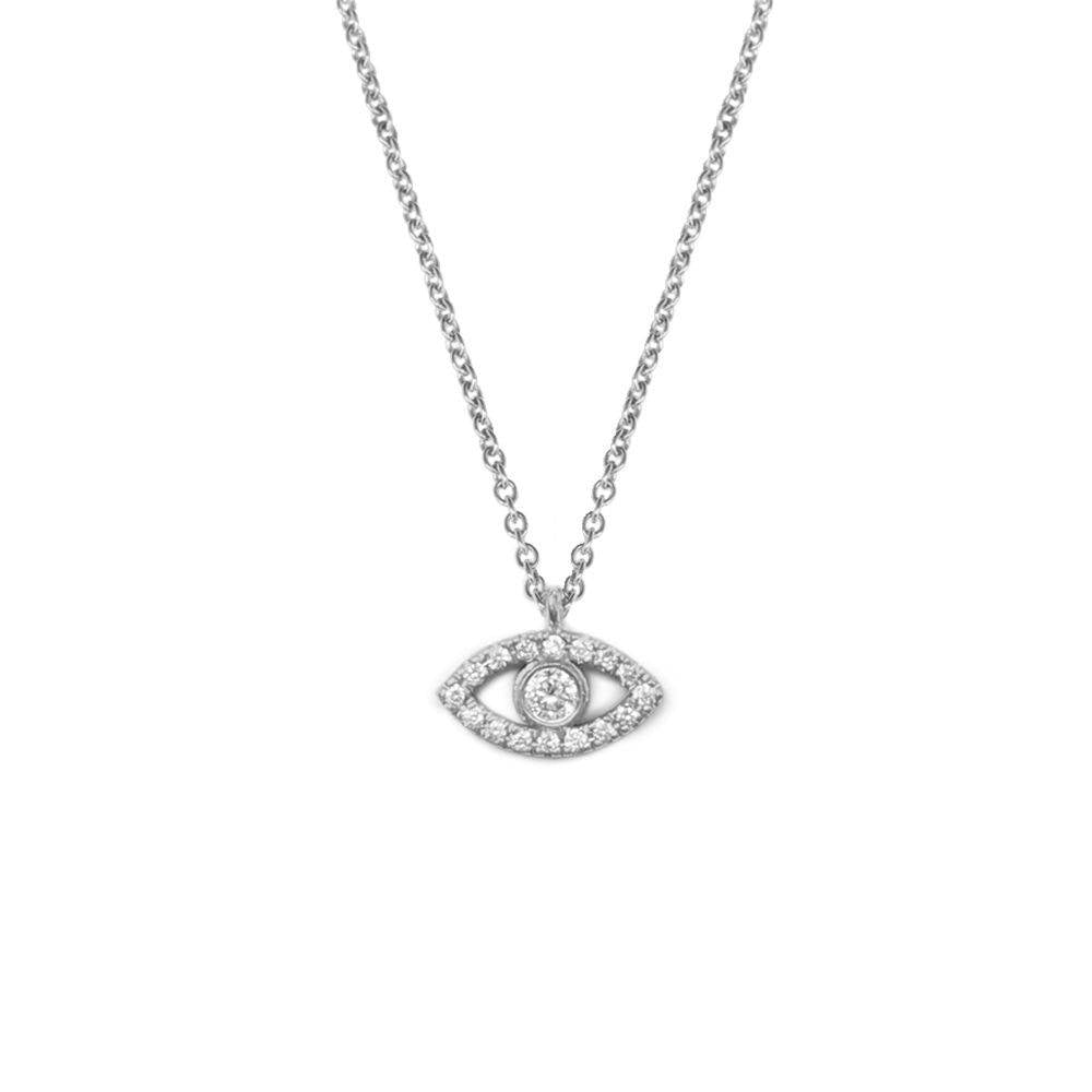 Tiny Evil Eye Diamond Necklace - sillyshinydiamonds