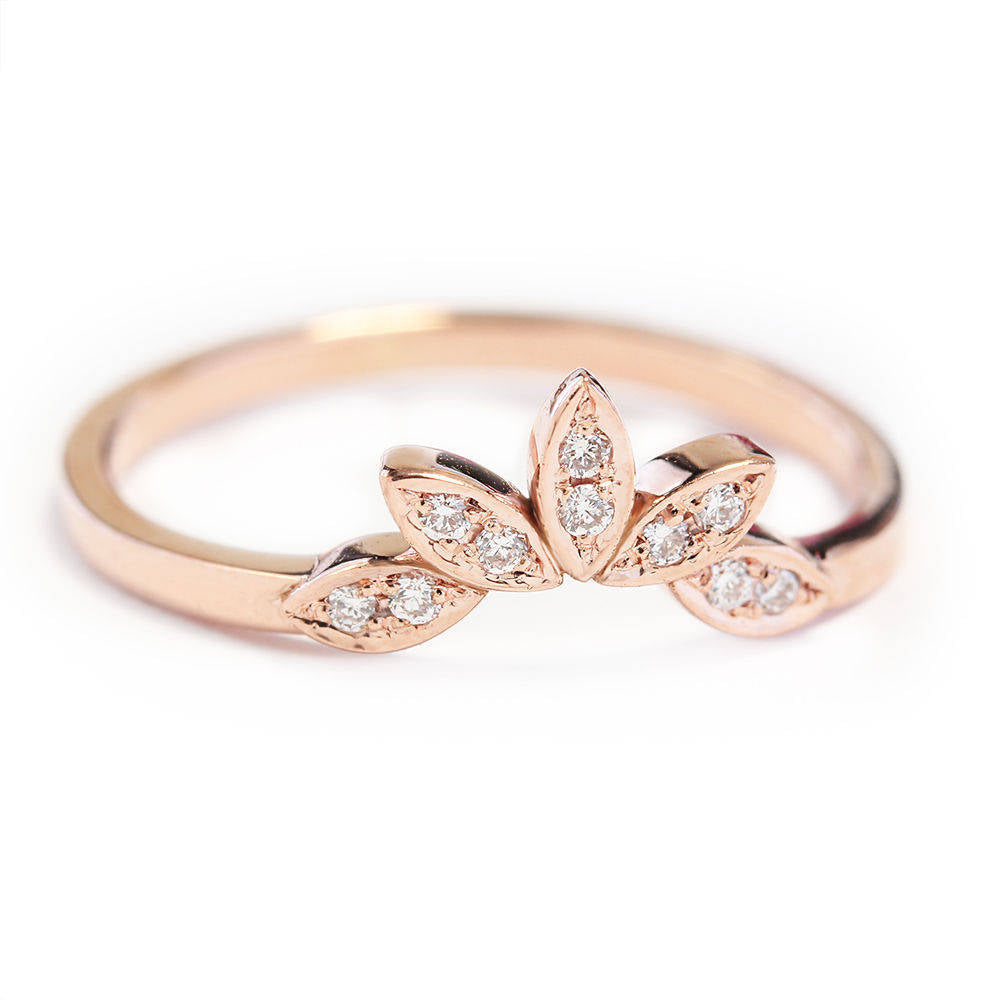 5 Leaves Nesting Diamond Wedding Ring - sillyshinydiamonds