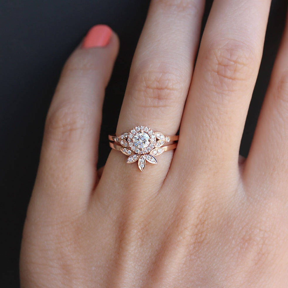 5 Leaves Nesting Diamond Wedding Ring - sillyshinydiamonds