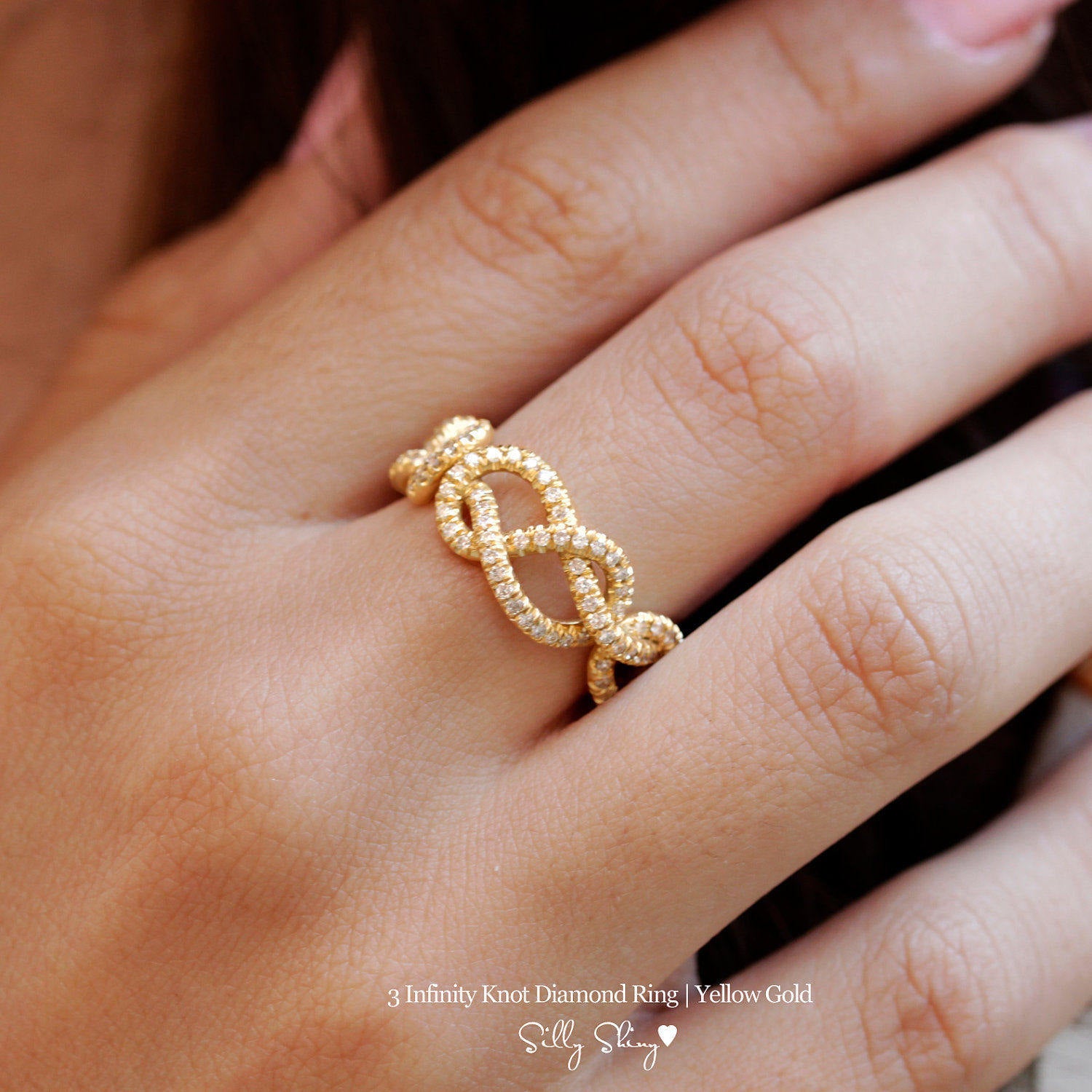 3 Infinity Love Knots Diamond Ring - sillyshinydiamonds