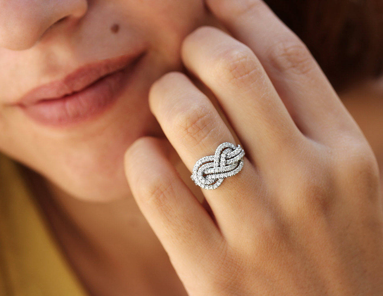 Double Infinity Knot Anniversary Diamond Ring - sillyshinydiamonds