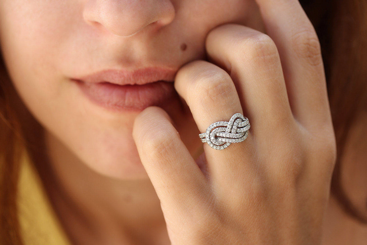 Double Infinity Knot Anniversary Diamond Ring - sillyshinydiamonds