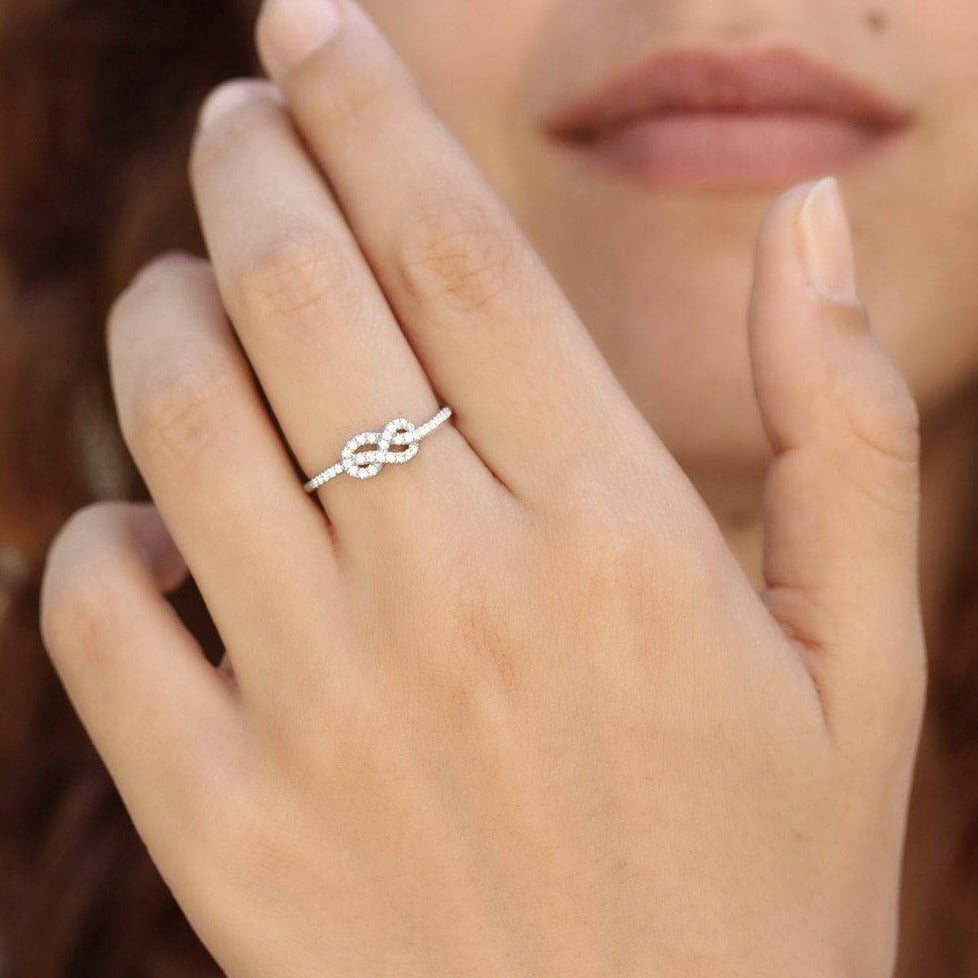 Mini Infinity Knot Diamond Ring - sillyshinydiamonds