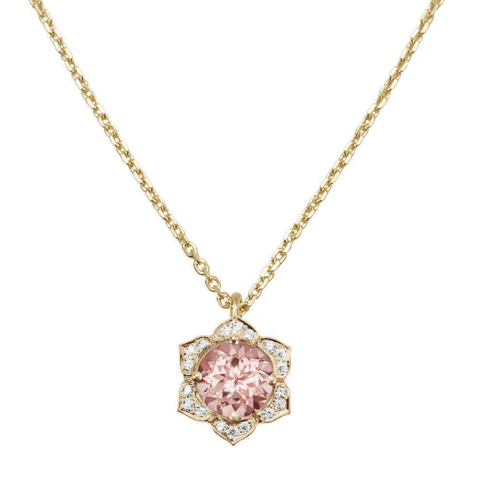 Lily Flower Pendant Necklace 14K Rose Gold / 45 cm