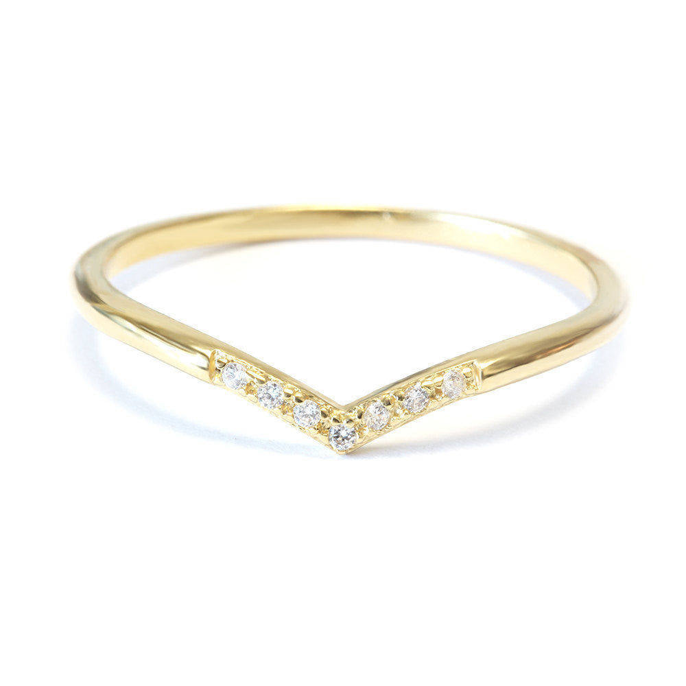 V7 Mini Chevron Diamond Wedding Band - sillyshinydiamonds